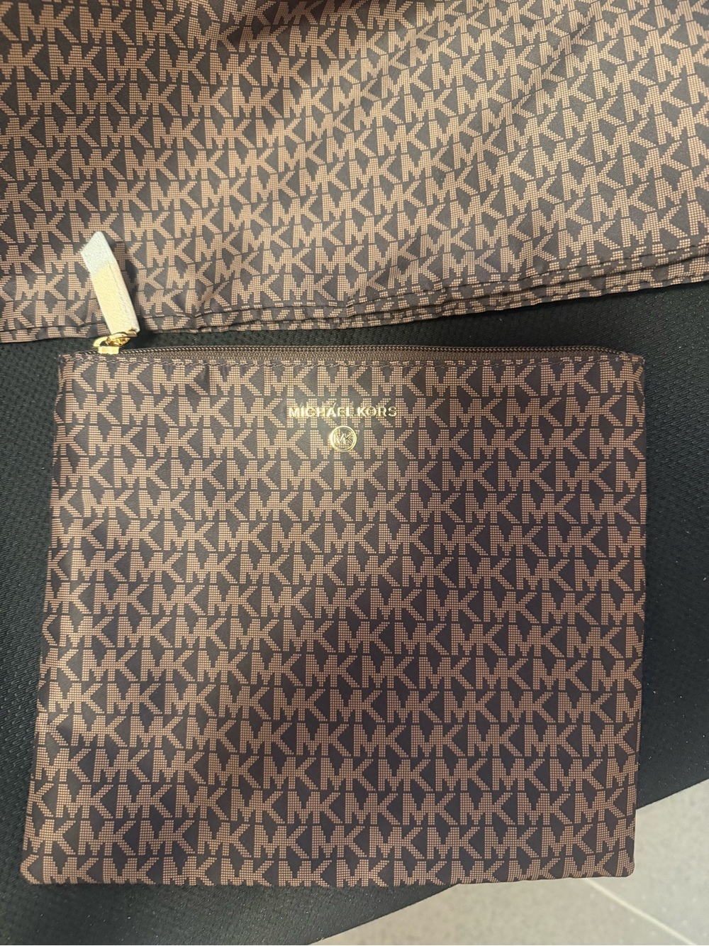Michael Kors Brown MK Monogram Tote with Matching Pouch - Picture 3 of 3